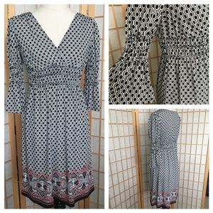 Max Studio Boho Smocked Print Dress SZ S